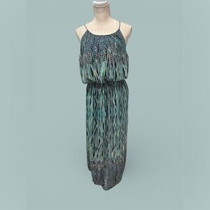 Enfocus Studio Blue and Green Patterned Maxi Dress